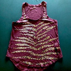 Express Sequin Tank Top in Wine / Burgundy